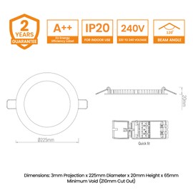 SIRIODISC 18W LED Round Recessed Ceiling Flat Panel Down Light Ultra Slim Lamp in Cool White 4000K for Commercial Lighting Office Corridors