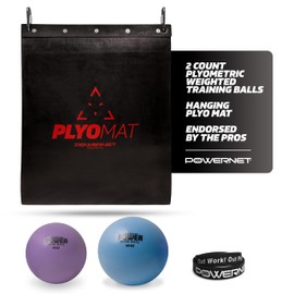 PowerNet Plyometric Training Bundle, Softball & Baseball Training Equipment, Weighted Balls & Hanging Plyo Mat, Portable Backstop for Plyometric Balls, Baseball Pitching Trainer