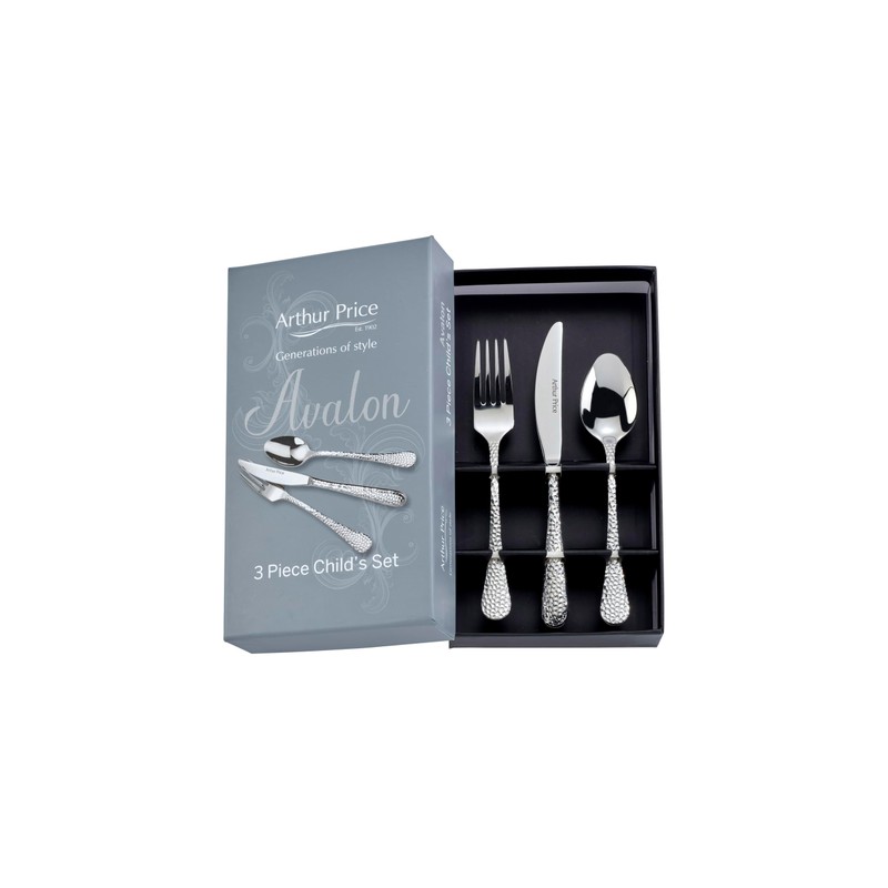Arthur Price ZAVA1003 Avalon 3 Piece Child's Cutlery Set, Stainless
