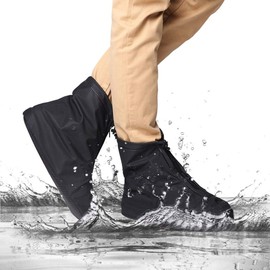 Sepikvin Shoe Covers, Waterproof Lightweight Non Slip Overshoes Can Keep Your Shoes Dry for Cycling Bowling Walking in Rain and Snow (M, Black-Short Boot)