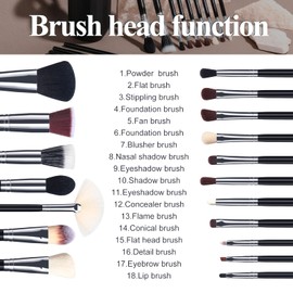 Makeup Brushes BS-MALL Premium Synthetic Foundation Powder Concealers Eye Shadows Makeup 18 Pcs Brush Set, Black Color with Case