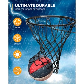 Basketball Net Replacement Outdoor Heavy Duty, Professional On-Court Quality [7.16oz], Unique Basketball Nets Heavy Duty Outdoor Fits for Standard Hoop, All Weather Anti Whip -12 Loops, Black