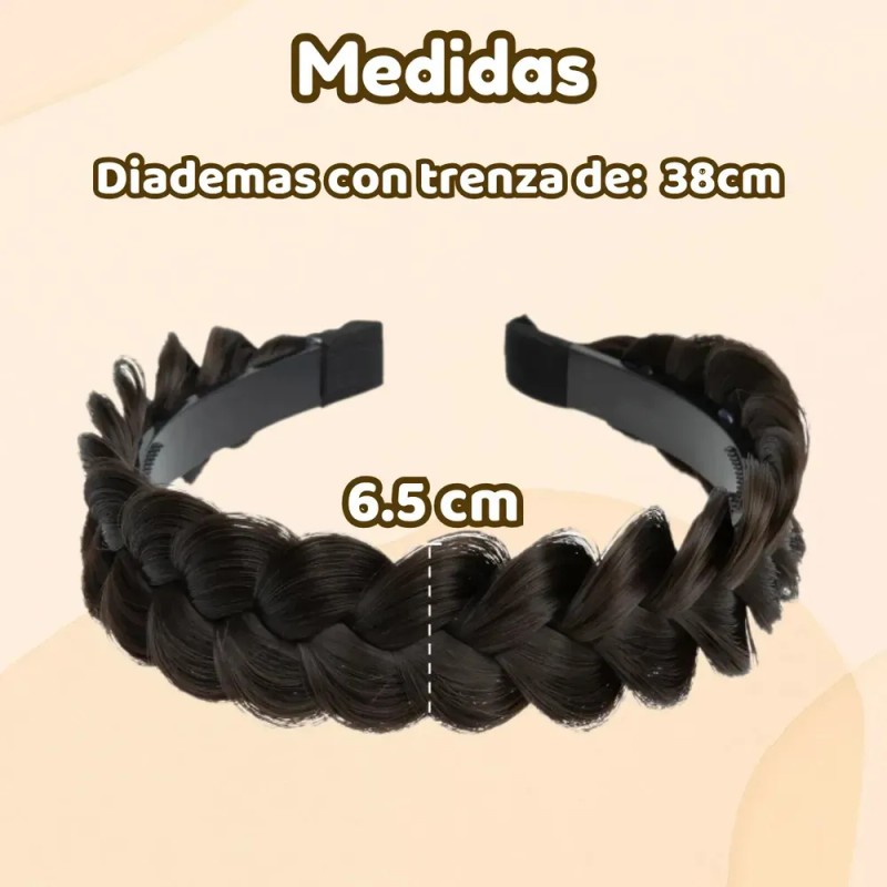 Diadema De Trenza Cabello Sintético Realista Semirigida 1p F Café