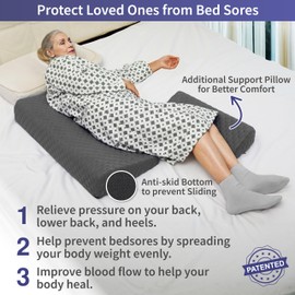 Lenora Bed Sore Pillow Set, Positioning Wedge Pillow with Extra Auxiliary Pillow, Bed Sore Cushion with Non-Skid Fabric, Prevent BedSores, Provide Comfort for Bedridden Patients, Gray