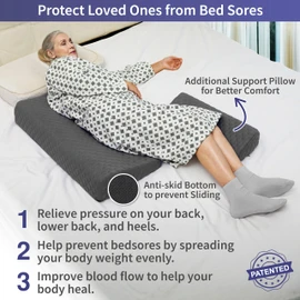Lenora Bed Sore Pillow Set, Positioning Wedge Pillow with Extra Auxiliary Pillow, Bed Sore Cushion with Non-Skid Fabric, Prevent BedSores, Provide Comfort for Bedridden Patients, Gray