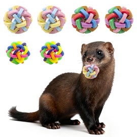 BingegePet Ferret Toys 6-Pack with Bells – Colorful Interlocking Ball Set for Ferrets, Rabbits & Small Pets | Chew-Proof Rubber & Plastic Balls for Interactive Play, Ferret Enrichment Chew Toys