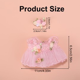 17cm Doll Clothes Set, Pink Fabric Doll Outfits Costume Includes Butterfly Tulle Dress & Flower Headdress Cute Accessory for Toy Figure Wear Decoration