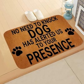 eBoutik - Pet Owners House Decorative Door Mat - Home Hallway Natural Colour Funny Dog Non-Slip Rubber Backing Welcome Floor Mat - (No Need To Knock)
