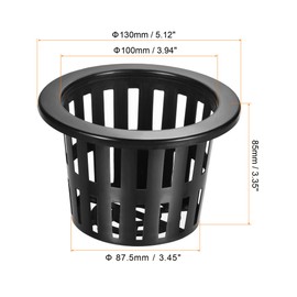 sourcing map Garden Slotted Mesh Cups Hydroponic Net Pots Plastic 5 Inch, Suitable for Home Vegetable Flower Planting, Black 10pcs