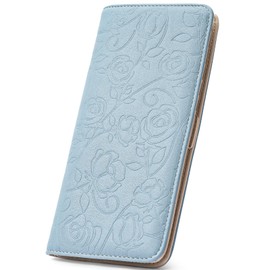 MEIITRUE Wallet Women Ultra Slim Thin Womens Wallet RFID Blocking Bifold Clutch Long Ladies Wallet Rose BLUE