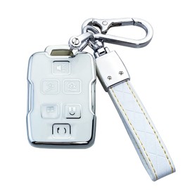 Yuebutor Key Fob Cover Case Compatible with Chevy Silverado 1500 2500HD 3500HD Tahoe Suburban Colorado Canyon GMC Sierra Yukon Accessories Shell Protector (White)