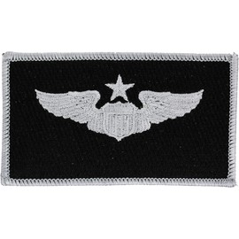 Senior Pilot Wings Patch Full Color (Silver on Black)