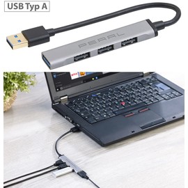 PEARL USB Splitter: USB Hub with 4 Ports, 1x USB 3.0, 3x USB 2.0, up to 5 Gbps, Aluminium (Multiple USB, USB 4 Compartment, Passive Hubs 3 0 2 0)