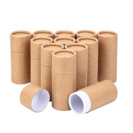 BENECREAT 12PCS 30ml BurlyWood Kraft Paperboard Tubes Lipstick Tube Round Paper Containers Cardboard Boxes for Pencils Tea Caddy Coffee Cosmetic Crafts Christmas Festival Gift Packaging