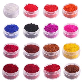 16 Colores Coloridos Brillo de Labios en Polvo, Juego de Colorante en Polvo de Mica Seguro para Labios, Material 0.04 Oz Base de Lápiz Labial Polvo de Pigmento Hecho a Mano para