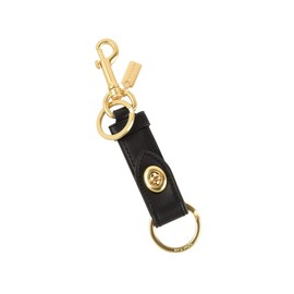 Coach Key Holder, Outlet Key Ring, Brand, Leather, With Snap Clasp, Removable Key Ring, Trigger, Snap, Bag Charm, TRIGGER SNAP BAG CHARM, Black
