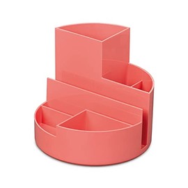 Maul Desk Organiser Round Box Diameter 14 x 12.5 cm Organiser with 6 Compartments Pen Holder for Pens, Markers and Scissors Pen Organiser for Office and Desk Touch of Rose