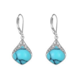 Turquoise Teardrop Earrings Sterling Silver Turquoise Filigree Irish Celtic Teardrop Drop Earrings Jewelry Gifts For Women Girls