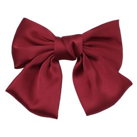 KDDOM Large Soft Silky Chiffon Hair Bow Clips Big Bowknot Barrettes French Hair Bows for Women and Girls(Red)