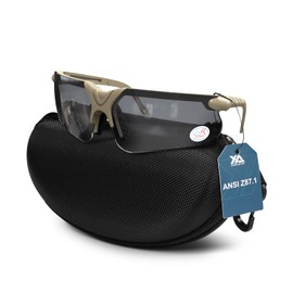 Xaegistac Shooting Glasses with Case Anti Fog Hunting Safety Glasses for Men Women-Black Lens-khaki Frame