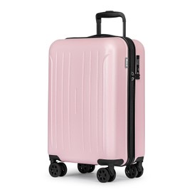 KYME Suitcase Hardshell With Double Spinner Wheels, PC+ABS TSA Lock Travel Luggage (Pink, 20" Carry On)