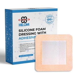 Hilom Silicone Foam Dressing with Adhesive Border 4 in x 4 in (10 Pack) Waterproof Dressing | Moist to Heavily Draining Wounds Including Pressure Ulcer, Burns, or Lacerations | Latex Free