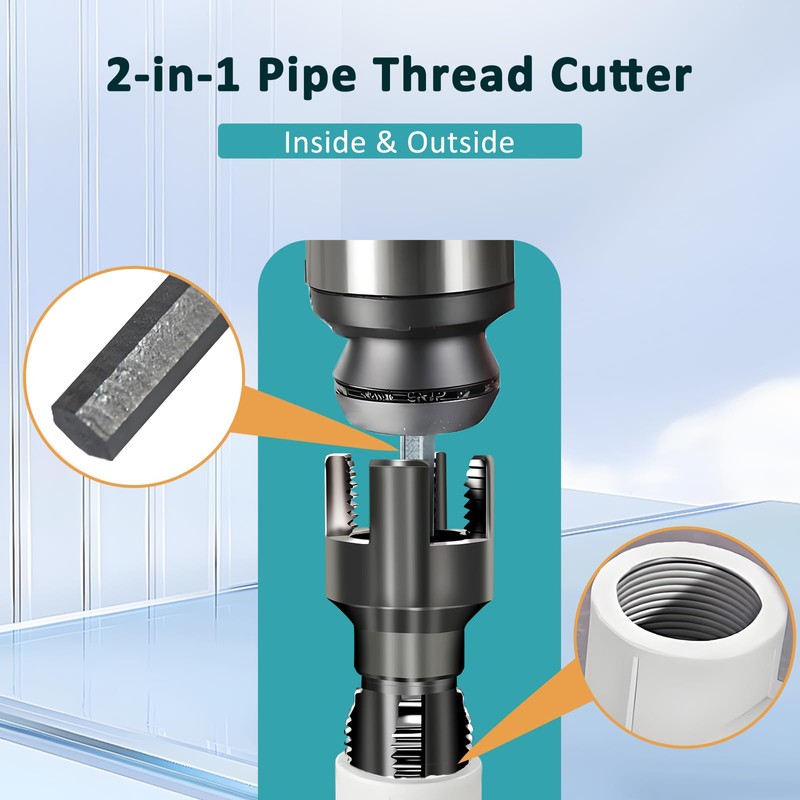 2Pcs Integrated Internal & External Pipe Threading Tool - 1/2"