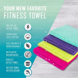 SPP Eco-Friendly Cotton Gym Towel (105 x 26 cm) - Soft, Absorbent, No Synthetic Microfibers - Ideal for Fitness, Sports, Yoga - White, 1 PC