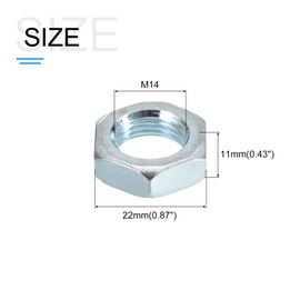 METALLIXITY Hex Nuts (M14x1.5mm) 10Pcs, Carbon Steel Metric Fine Thread Zinc Plated Hexagon Nut Hardware - for DIY Home Repair Machinery, Silver White