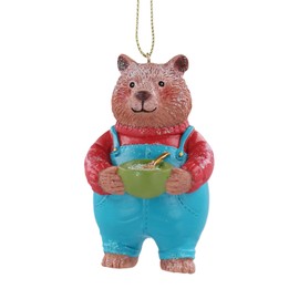 Gisela Graham Resin Bear with Porridge Christmas Tree Decoration