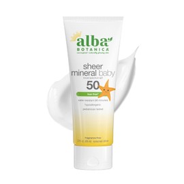 Alba Botanica Fragrance Free Broad Spectrum SPF 50+ Baby Clear Mineral Sunscreen Lotion 3 oz