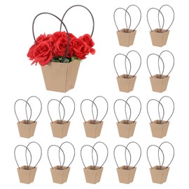 PATIKIL Flower Gift Bags, 20 Pack Wrapping Paper Bags Rectangle Floral Gift Boxes with Handle for Birthday Wedding Party