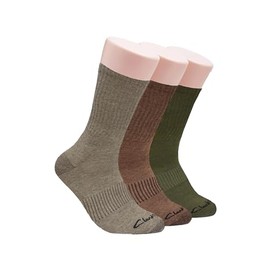 Clarks Men's Casual Half Cushion Crew Socks with Fine Rib Welt 3 Pair, Multicolour, Men's 7-12 Shoe