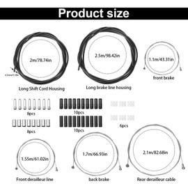 SHENGYIG Bicycle Brake Cable, Brake Cable Cover with 2.5 m, Brake Cable Road Bike with 2 m Shift Cable, Bicycle Brake Cable Includes Brake Caps, Gear Cable Caps, End Caps, O-Rings and Copper Brake