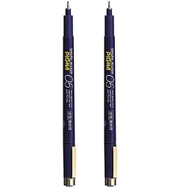 Sakura Crepas Pigma Water-Based Markers, 0.02 inches (0.5 mm), Black, ESDK05#49, Set of 2