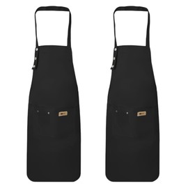 lafo 2 Pieces Cooking Aprons for Men and Women, Waterproof Apron with Pockets, Adjustable Neck Strap, Smock Apron, Kitchen Apron for Kitchen, Cooking, Baking, Garden