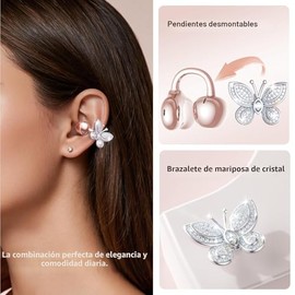 Kinglucky Auriculares de oído abierto ClipFree con aretes de mariposa, auriculares ultracómodos y de ajuste seguro tipo clip, 50 horas de reproducción