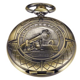 Tiong Locomotive Vintage Mechanical Pocket Watch Manual Winding Roman Numerals Mechanical Pocket Watch with Case and Chain