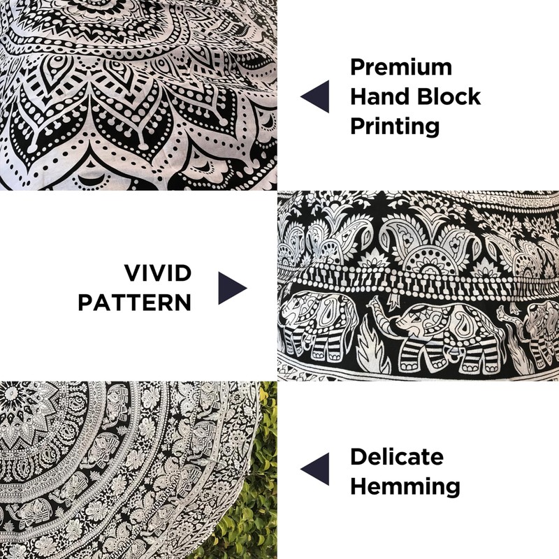 raajsee Indian Cotton Mandala Throw, Ombre Boho Elephant Psychedelic Room