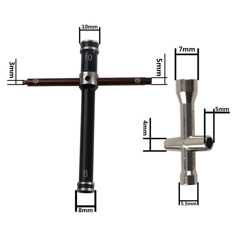 ShareGoo RC Glow Plug Removal Tool 8mm 10mm Cross Wrenches