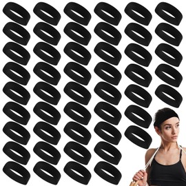 Hotop 50 Pcs Hair Headbands Bulk for Women Non Slip Stretchy Soft Elastic Sport Head Wrap for Yoga DIY Team Gifts(Black)
