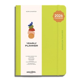 Anecdote 2026 Planner: 52 Week Daily Planner, Yearly, Monthly & Weekly Workflow for Planning Your Success – Vegan Leather Hardcover, Start Anytime & Achieve your Goals - Neon Yellow