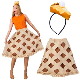Yearntown Women's Pumpkin Pie Tutu Skirt with Funny Pumpkin Pie Food Hat Thanksgiving Headband Adult Cosplay Party Accessory(M)