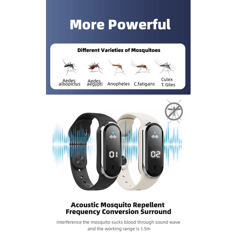 Ultrasonic Mosquito Repellent Watch LED Static Electricity Removal Auto Discharge