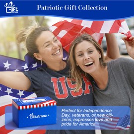 GiftAmaz New US Citizen Gifts, American Flag Gift Set with 20oz Travel Tumbler for Coffee or Cold Drinks, US Citizenship Congratulations Gift Box for Veterans Women Men