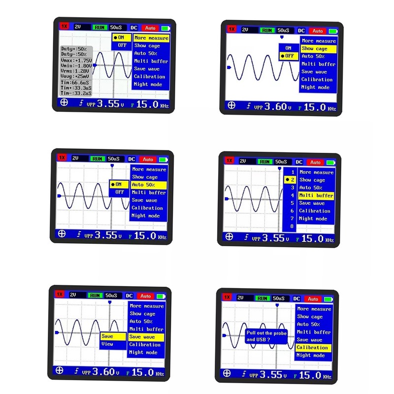 Digital Oscilloscope Handheld Oscilloscope Mini Size Oscilloscope with 5M Bandwidth