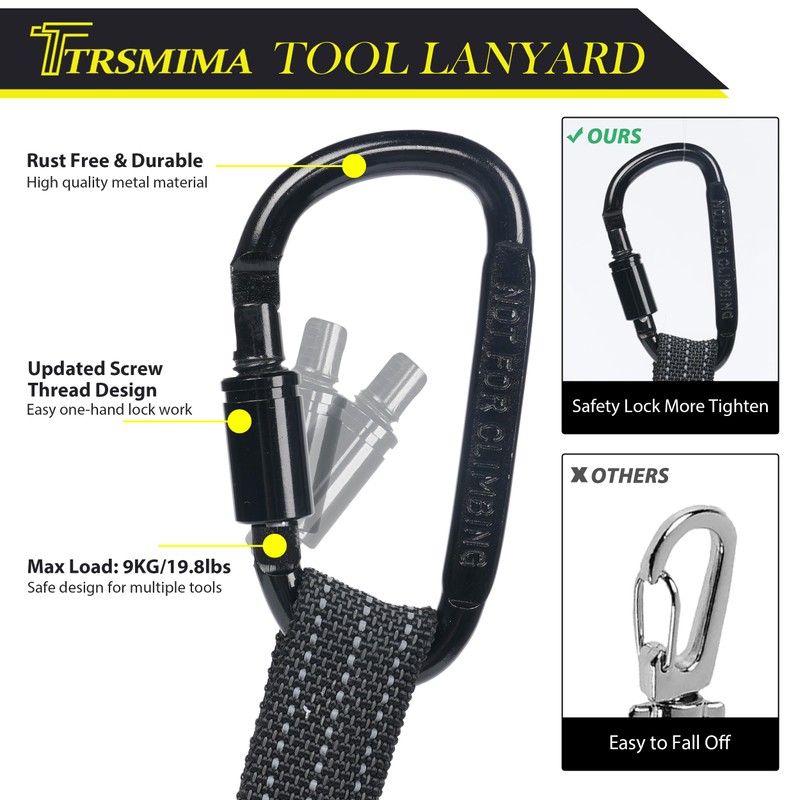 TRSMIMA Safety Tether Tool Lanyard - 5 Pack Stretch Strap