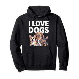 I Love Dogs Cute Puppy Pals Design Pullover Hoodie