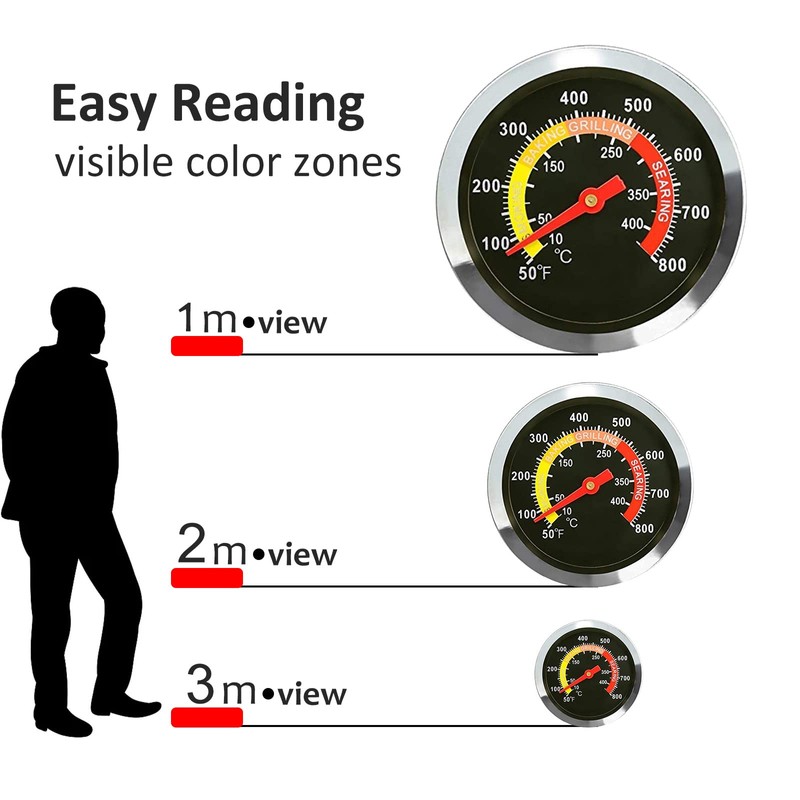 Stainless Steel Barbecue BBQ Smoker Grill Thermometer Temper