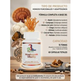Mushroom Vitality 60cap 3balancepoints Energíaconcentración                                                                                           